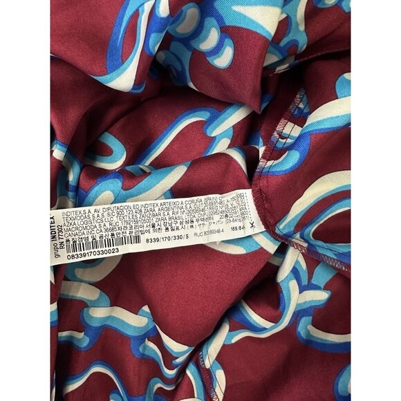 Zara Chain Print V-neck Midi Dress Size S Multicolored Spring Vacation New - Picture 14 of 16